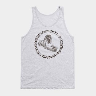 Brown Ancient sphinx statue with hieroglyphics Tank Top